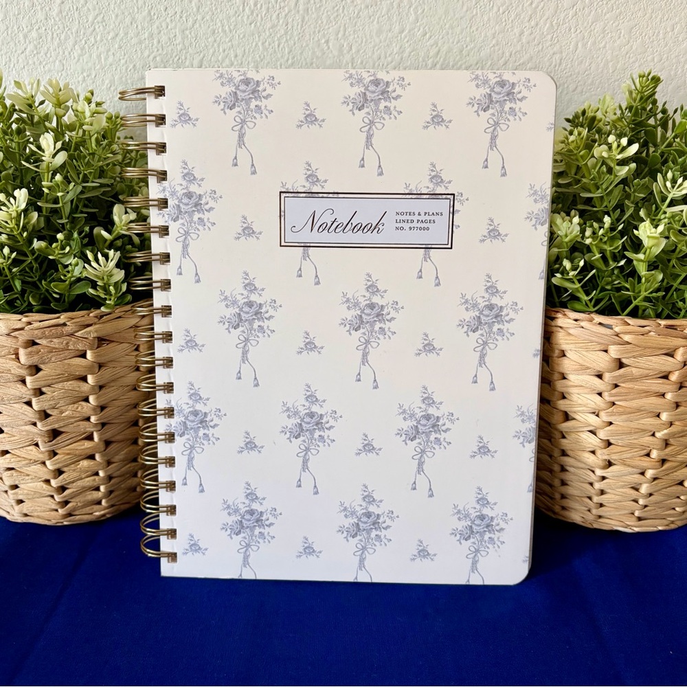 Charming Blue Floral Spiral Notebook